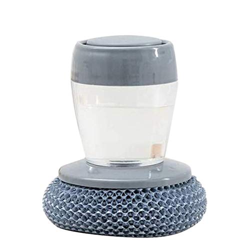 Soap Dispensing Palm Brush Washing Brush with Integrated Detergent Dispenser Steel Dish Scrubber soap Stop Cleaner Metal Sponge Household Kitchen Cleaning Twin