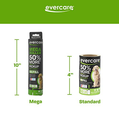 Evercare Ultra Sticky Pet Mega Lint Roller Value Pack, Manual Clothes & Furniture Cleaner with Handle and 2 Refills, 50 Sheets Each - size: Roller w/ 2 Refills (125 Sheet Count), style: Pet Mega Lint Roller + 2 Refills