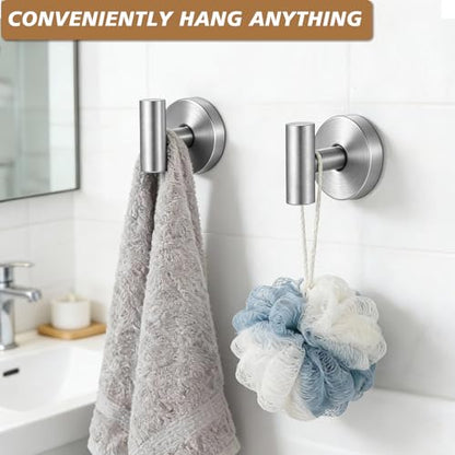 Suction Cup Hooks, Removable Shower Hooks, Brushed Nickel, 2-Pack | No Wall Damage | Strong Hold on Tile, Glass & Mirrors | Kitchen & Bathroom Use | Perfect for Towels, Loofahs, Robes & Coats - style: Brushed Nickel