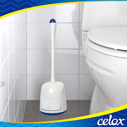 CELOX Toilet Bowl Brush and Holder, Compact Toilet Brush with Breathable Ventilation Stand Base, Bathroom Cleaning Kit, White, 2 Set - color: White