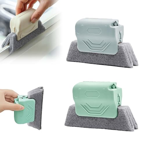 Magic Window Track Cleaner, 2025 New Window Groove Cleaning Brush Tools Set, Hand-held Window Track Cleaner Brushes Tools Set for Window lides Gaps Tile Lines Shutter Car Vents (Blue+Green) - color: Blue+green