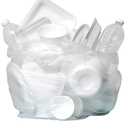 Aluf Plastics 20-30 Gallon Trash Bags - (Commercial 500 Pack) - Source Reduction Series Value High Density 10 Micron Gauge (equiv) - Intended for Home, Office, Bathroom, Paper, Styrofoam,Clear - color: Clear, style: 20-30 Gal, 10 Micron Equiv, 500 Count