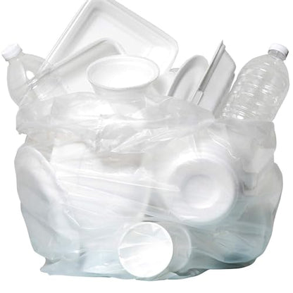Aluf Plastics 20-30 Gallon Trash Bags - (Commercial 500 Pack) - Source Reduction Series Value High Density 10 Micron Gauge (equiv) - Intended for Home, Office, Bathroom, Paper, Styrofoam,Clear - color: Clear, style: 20-30 Gal, 10 Micron Equiv, 500 Count