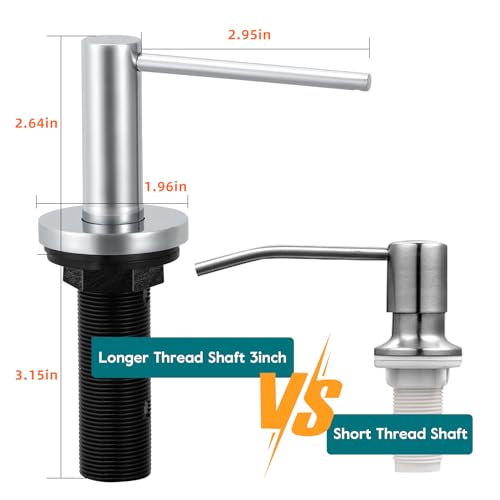 Gappo Soap Dispenser for Kitchen Sink Polished Chrome, Stainless Steel Countertop Pump, Built in Sink Soap Dispenser with 47" Extension Tube kit - color: Polished Chrome