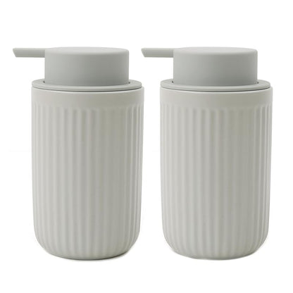 BosilunLife Foaming Soap Dispenser Set - Grey Ceramic Foam Hand Soap Dispenser 12oz with Rust Proof Pump, Easy Pressing, Refillable for Kitchen, Bathroom - 2 Pack - color: Grey-foam Pump