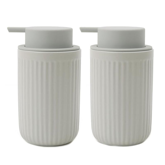 BosilunLife Foaming Soap Dispenser Set - Grey Ceramic Foam Hand Soap Dispenser 12oz with Rust Proof Pump, Easy Pressing, Refillable for Kitchen, Bathroom - 2 Pack - color: Grey-foam Pump