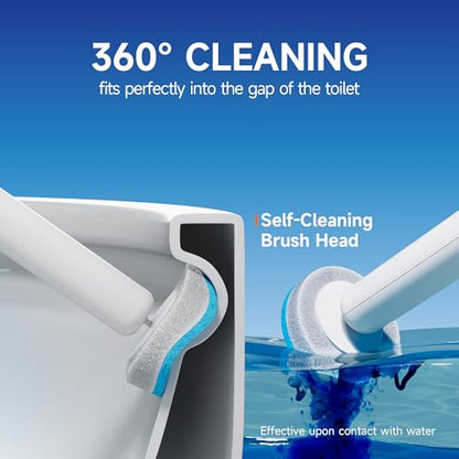 CTIME Disposable Toilet Brush Family Set Includes 60 Brush Heads, a Stylish Brush Handle, an Automatically Opening Replacement Brush Head Storage Box. Suitable for Bathrooms, Toilets and RVs - size: 1 wand + 60 heads
