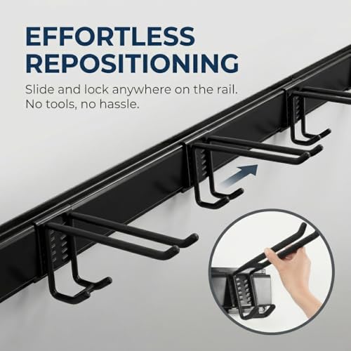 Aking Ace Garage Tool Organizer Wall Mount, 48-Inch Heavy Duty Garden Tool Rack for Shed, Holds 350lbs, Adjustable Storage Hanger for Shovel, Rake, and Power Tools - size: 3 Rail 6 Double Hooks