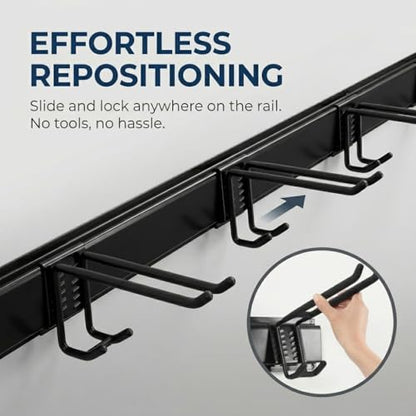 Aking Ace 96-Inch Heavy Duty Wall Mount Garden Tool Organizer for Garage | Adjustable hangers perfect for shovels, rakes, and Garage Tools, Heavy-duty rack holds 350lbs. Ideal for shed organization - size: 96inch