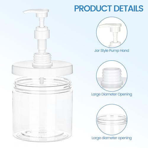 Pump Bottle Dispenser for Conditioner,17 oz Refillable Clear Lotion Jar for Shower Hand Soap Shampoo,2 Pcs Wide Mouth Plastic Empty Container for Bathroom Kitchen
