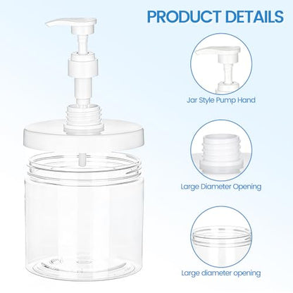 Pump Bottle Dispenser for Conditioner,17 oz Refillable Clear Lotion Jar for Shower Hand Soap Shampoo,2 Pcs Wide Mouth Plastic Empty Container for Bathroom Kitchen
