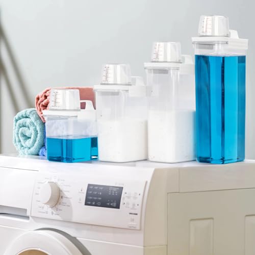 Laundry Detergent Dispenser-2 Pack, 98 oz Detergent Dispenser with 4 Removable Labels, Laundry Soap Dispenser for Laundry Room Organization and Storage, BPA Free & PET Plastic Clear - size: 1 Count (Pack of 2)