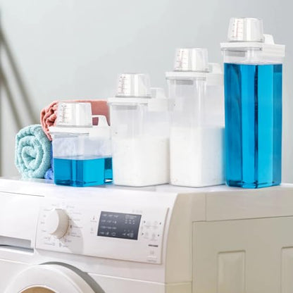 Laundry Detergent Dispenser-2 Pack, 98 oz Detergent Dispenser with 4 Removable Labels, Laundry Soap Dispenser for Laundry Room Organization and Storage, BPA Free & PET Plastic Clear - size: 1 Count (Pack of 2)