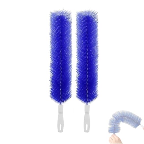 Multi-Purpose Dust Removal Brush, Bendable Microfiber Head, Reusable Dust Remover, 90° Flexible Ceiling & Fan Dust Magnet, Fan Cleaning Brush (2pcs-Blue) - color: 2pcs-blue
