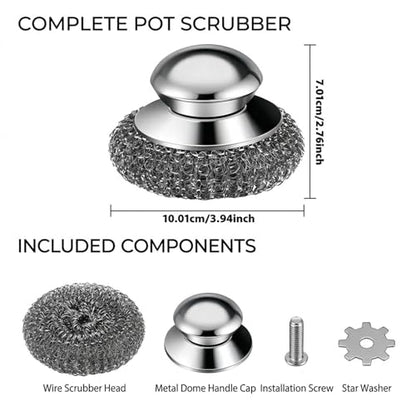 Steel Wool Scrubber, 8-Pack Stainless Steel Scrubber Pads with Handle - The Ultimate Scouring Solution for Rust, Stubborn Messes on Cookware, Grill, Oven & Kitchen Sinks - size: 2 Handle+6 Pads