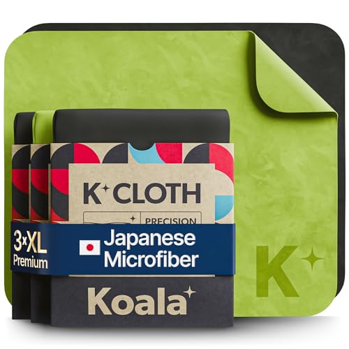 Koala Lens Cleaning Cloth | Japanese Microfiber | Glasses Cleaning Cloths | Eyeglass Lens Cleaner | Eyeglasses, Camera, VR/AR Headset, and Screen Cleaner | Black & Green (Pack of 3) - color: Black / Green, size: 3 Pack (XL)
