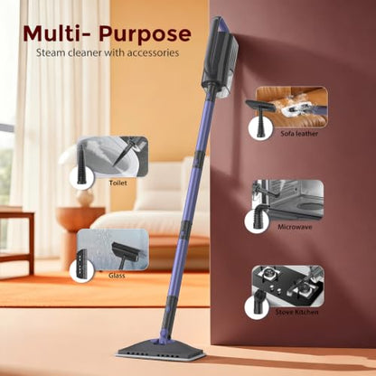 6-in-1 Steam Mop with Detachable Handheld Steamer Professional Steam Mop for Floor Cleaning, Sanitizing Steam Cleaner with Hot Vapor Technology purple