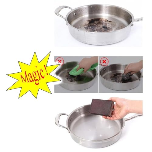 Magic Cleaning Sponge, Heavy Duty Carborundum Emery Scrub Pad, Non-Scratch Rust & Stain Remover, Quick Scrubber for Kitchen Cookware, Sinks, Pots, Pans, Stovetops, Ovens and Grills (8 PCS) - color: 8 Pcs
