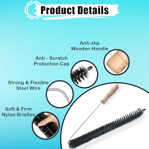 Dryer Vent Cleaner Kit (2-Pack): Flexible Extra Long Lint Brush & Refrigerator Coil Brush - Professional Dust & Pet Hair Remover for Appliance Cleaning - size: 2pack