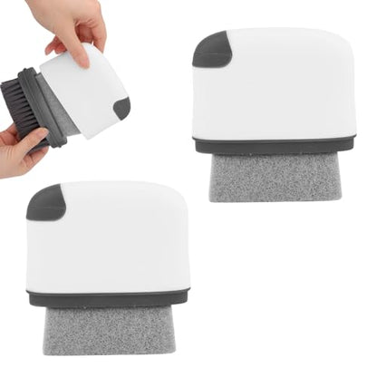 2pcs 2-in-1 Groove Cleaning Brush, 2025 Upgraded Crack Cleaner Tool Handheld Grout Brush for Window Tracks Sliding Doors Sills Tile Lines (Dark Gray)