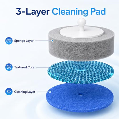 Disposable Toilet Brush with 48 Refills and Replaceable Scrubber Heads, Toilet Bowl Cleaner Wand and Wall-Mounted Holder, Space Saving Bathroom Cleaning System for Home, Apartment and RV - size: 1 Wand + 1 Caddy + 48 Refill Pads