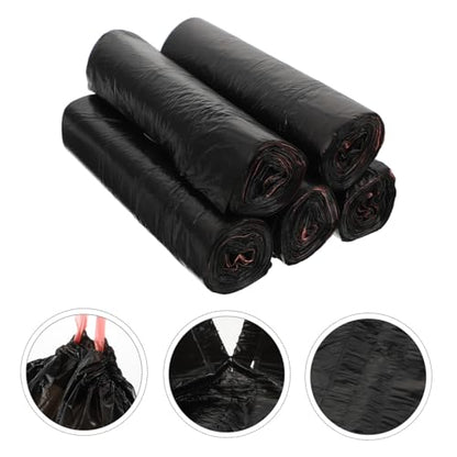 Abaodam 75pcs Thickened Drawstring Garbage Bags Black Disposable Trash Pouches for Kitchen Bathroom Bedroom Home Office Use Convenient and Strong