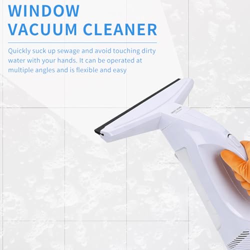 Hancaner Window Vacuum Squeegee, Window Cleaner Tool, Handheld Electric Glass Cleaner 2000Pa Powerful Suction with 11 in Squeegee Blade for Shower Doors Car Windshield (White) - color: White