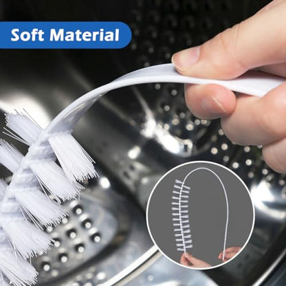 Washing Machine Cleaning Brushs, 2pcs 60cm Scrub Brushes with Long Handle Flexible Bendable Slot Cleaning Brush for Bathroom, Shower & Kitchen Sink Household(White)