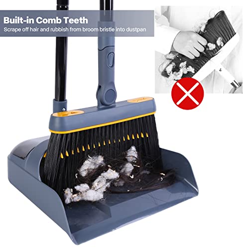 JEHONN Carpet Floor Sweeper Manual with Horsehair, Broom and Dustpan Set for Home
