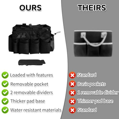 Boczif Cleaning Caddy Bag Wearable, Cleaning Caddy Supplies Organizer with Handle, Shoulder Straps & Detachable Divide, Cleaning Tool Organizers Tote Bag for Cleaners & Housekeepers（Black） - color: Black