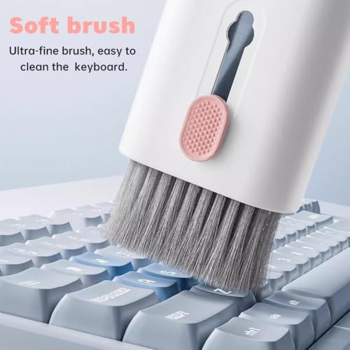 7 in 1 Laptop Cleaning Kit Keyboard Cleaner,Computer Screen Cleaning Brush Tool,Computer Cleaning Tools Kit Corner Gap Duster Keycap Puller(Pink)