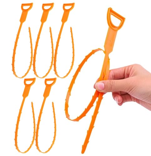 5PCS Drain Snake Clog Remover, Flexible Hair Drain Removal Tool for Sink, Shower, Tub Toilet Clogged Drains Relief Cleaning Tool, Drain Cleaner with Grip Handle (20 Inch