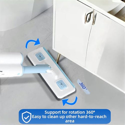 Self-Squeezing Mini mop Hand-Free Small Sponge Cleaning mop Suitable for Desktop, Kitchen, Bathroom, Glass, car, Corners and Other Small Spaces (Sponge 3pcs Squeeze Handle 1pcs) (Blue)