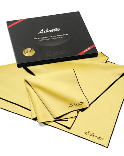 Libretto Microfiber Polish Cloth for Musical Instrument, 3 Sizes in 1 Pack, Violin and Cello Cleaning Product, Yellow, Lint-Free, Super Soft, Gift, for Piano, Guitar, Trumpet, Saxophone, Laptop. - color: Yellow