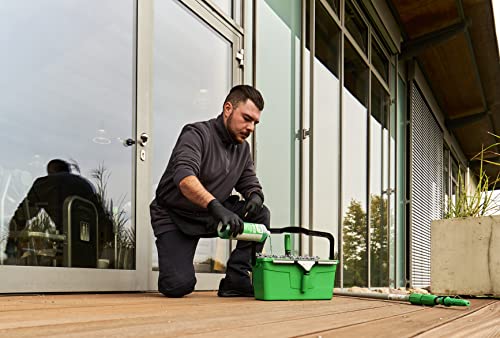 Unger AK015 Window Cleaning Kit PRO Set - Power Washer Sleeve, ErgoTec Squeegee, Bucket 18L, Liquid Glass Cleaner 1L, Safety Glass Scraper, Microfibre Cloth - Professional Window Cleaner, Green
