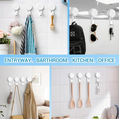 LUXEAR Heavy Duty Waterproof Shower Hooks 2 Pack - Suction Hook, No Drill Damage-Free Removable Reusable Wall Hooks for Bathroom Kitchen Towel Bathrobe Loofah Shower Hooks (Max Load 11LB/5KG) - size: 2 Pack Single