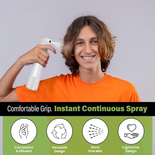 VIGOR PATH Continuous Spray Bottle for Hair – Fine Mist Mister for Hairstyling, Cleaning, Plants, Pets, Barbers, Salons, and Essential Oil Applications (200ml/6.7 oz) Clear 2 Pack - size: 6.7oz (2 Pack) Clear