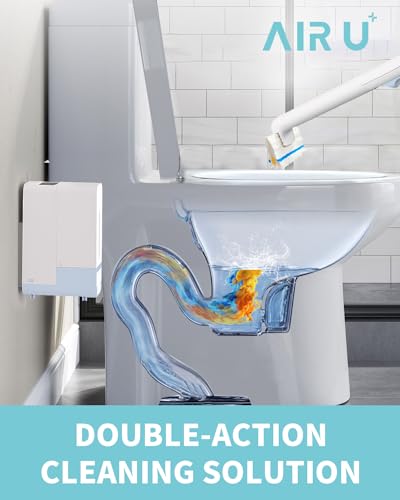 AIR U+ Disposable Toilet Brush Wand for Scrubbing Bubbles Flushable Refills, Wall Mount Toilet Cleaning System with 24 Count Refills + 1 Toilet Wand + 1 Automatic Visual Caddy - color: 1 Caddy+ 1 Wand+ 24 Refills