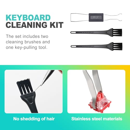 3-Piece Keycap & Switch Puller Tool Kit – Durable Stainless Steel Mechanical Keyboard Keycap Remover with Cleaning Brush (Anti-Rust Design, Ideal for DIY & Maintenance)