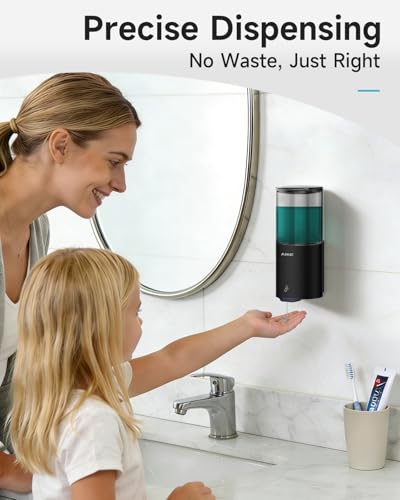 AIKE Automatic Wall Mount Liquid Soap Dispenser for Home and Commercial Bathroom 13.5oz IPX7 Waterproof,Matte Black Stainless Steel - color: Matte Black Stainless Steel