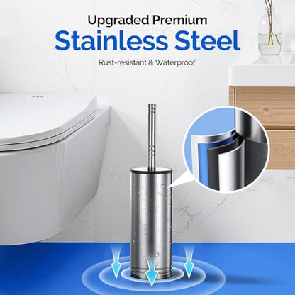 HAMITOR Toilet Brush and Holder Set: 304 Stainless Steel Heavy Duty Deep Cleaning Bowl Cleaner Brush with Curved Bristle - Wall-Mounted for Home Apartment Bathroom Accessories Silver 1 Pack - color: Silver