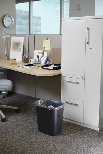 Rubbermaid Commercial Products Resin Wastebasket/Trash Can, 7-Gallon/28-Quart, Gray, Plastic, for Bedroom/Bathroom/Office, Fits Under Desk/Sink/Cabinet - color: Gray, size: 7 Gallons