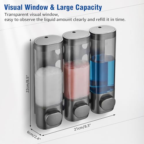Shampoo and Conditioner Dispenser 3 Chamber No Drill,Shower Soap Pump Dispenser Wall Mounted,Body Wash Dispenser,Shower Gel Shampoo Holder for Bathroom Accessories, (Gun 3) - color: Gun 3