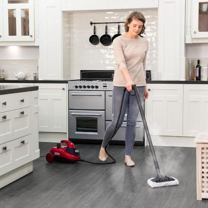 Ewbank Dynamo Steam Cleaner for Chemical-Free Cleaning, Multipurpose with Attachments, Portable, Multi-surface, For Carpets, Tiles, Bathrooms, Floors, and More, Red, SC1000