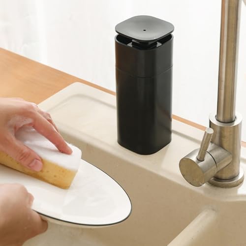 Push Down Pump Dispenser Bottle Refillable Liquid Container for Home/Travel, 2.75 x 2.75 x 7inch Leakproof Silicone Seal Design(Black) - color: Black