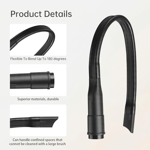 25" Crevice Tool Vacuum Attachment, Vacuum Crevice Tool for All Vacuums Cleaners Accepting 1 1/4"(32mm) 1 3/8"(35mm) Inner Diameter Attachments, Flexible Vacuums Hose