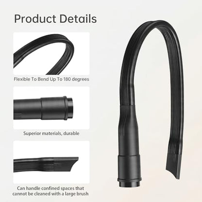 25" Crevice Tool Vacuum Attachment, Vacuum Crevice Tool for All Vacuums Cleaners Accepting 1 1/4"(32mm) 1 3/8"(35mm) Inner Diameter Attachments, Flexible Vacuums Hose