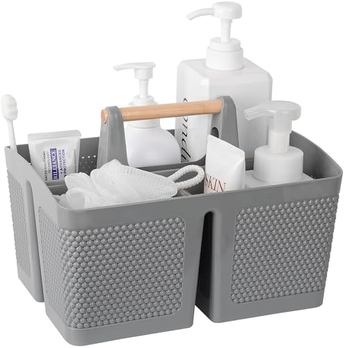 rejomiik Portable Shower Caddy Basket Plastic Cleaning Caddy Organizer Storage Tote with Handle for Bathroom, College, Dorm Room Essentials, Gray - color: Gray