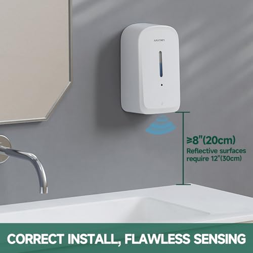 anydry Commercial Automatic Soap Dispenser Large 34oz/1000ml Capacity Wall-Mounted Touchless Liquid Dispenser for High-Traffic Restrooms, Offices, Hospitals Model AD1220S White - color: White