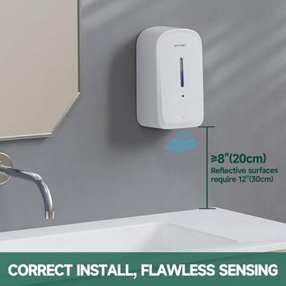 anydry Commercial Automatic Soap Dispenser Large 34oz/1000ml Capacity Wall-Mounted Touchless Liquid Dispenser for High-Traffic Restrooms, Offices, Hospitals Model AD1220S White - color: White